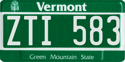 VT license plate ZTI583