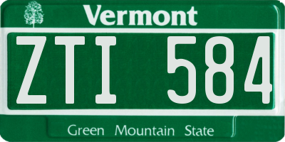 VT license plate ZTI584