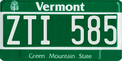 VT license plate ZTI585
