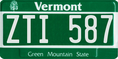 VT license plate ZTI587