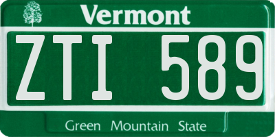 VT license plate ZTI589