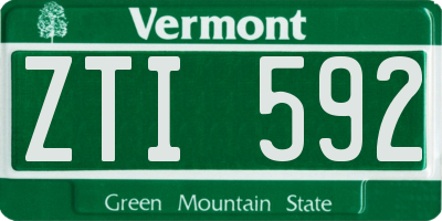 VT license plate ZTI592