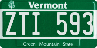 VT license plate ZTI593