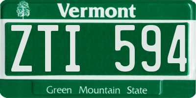 VT license plate ZTI594