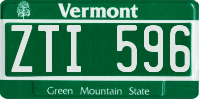 VT license plate ZTI596