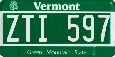 VT license plate ZTI597