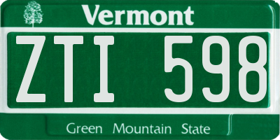 VT license plate ZTI598