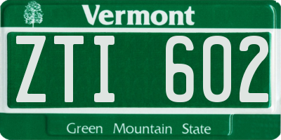 VT license plate ZTI602