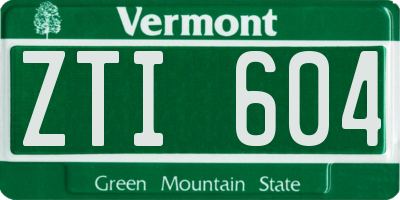 VT license plate ZTI604