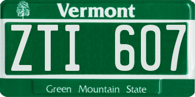 VT license plate ZTI607