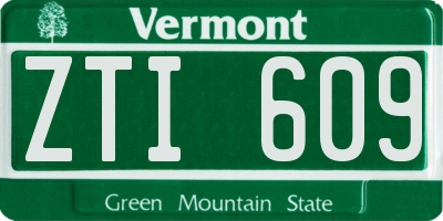 VT license plate ZTI609