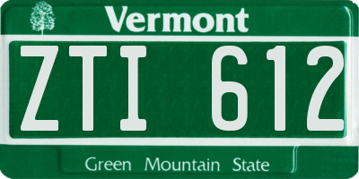 VT license plate ZTI612