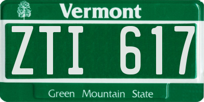 VT license plate ZTI617