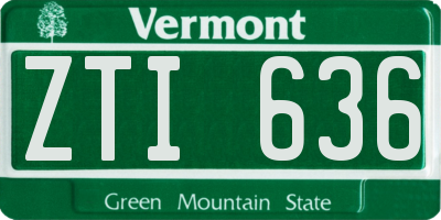 VT license plate ZTI636