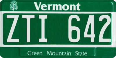 VT license plate ZTI642