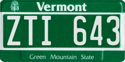 VT license plate ZTI643