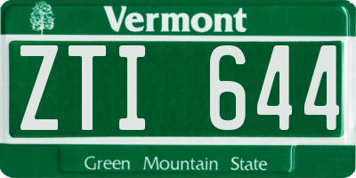 VT license plate ZTI644