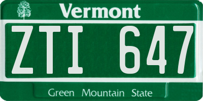 VT license plate ZTI647