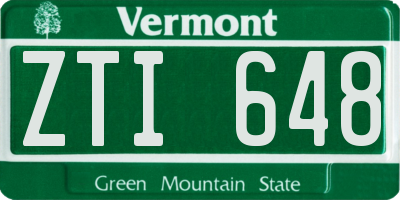 VT license plate ZTI648
