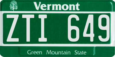 VT license plate ZTI649