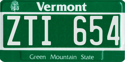 VT license plate ZTI654
