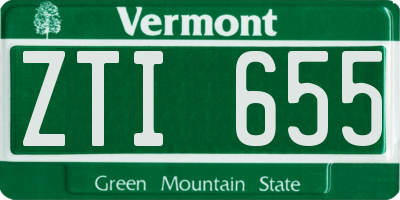 VT license plate ZTI655