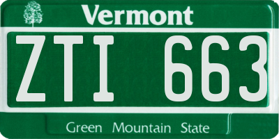 VT license plate ZTI663