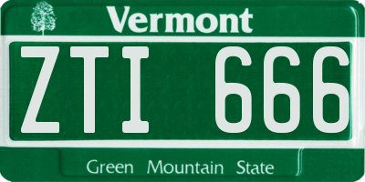 VT license plate ZTI666