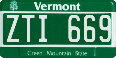 VT license plate ZTI669
