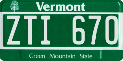 VT license plate ZTI670