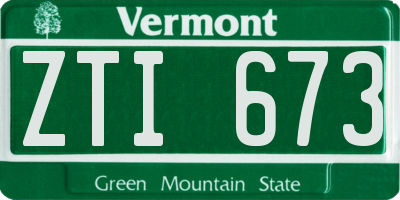 VT license plate ZTI673