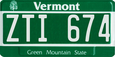 VT license plate ZTI674