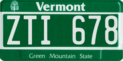 VT license plate ZTI678