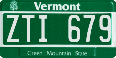 VT license plate ZTI679