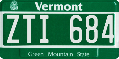 VT license plate ZTI684