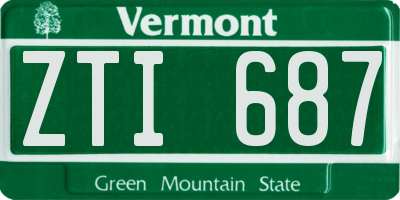 VT license plate ZTI687