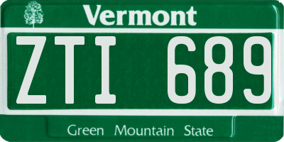 VT license plate ZTI689