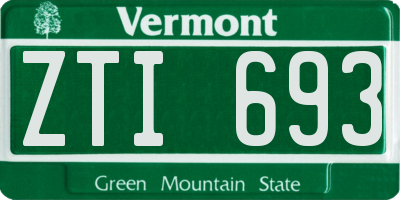 VT license plate ZTI693