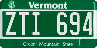VT license plate ZTI694