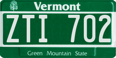 VT license plate ZTI702