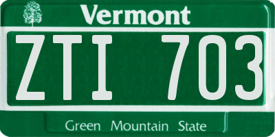 VT license plate ZTI703