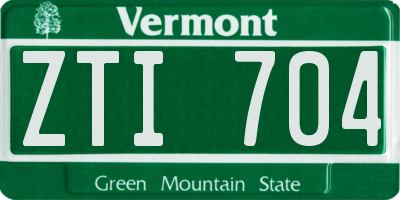 VT license plate ZTI704