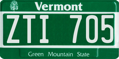VT license plate ZTI705
