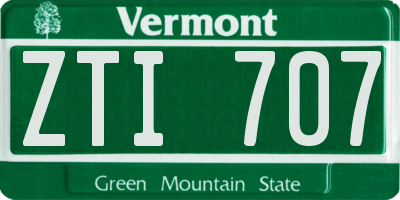 VT license plate ZTI707