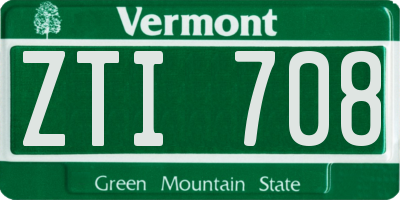 VT license plate ZTI708