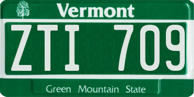 VT license plate ZTI709