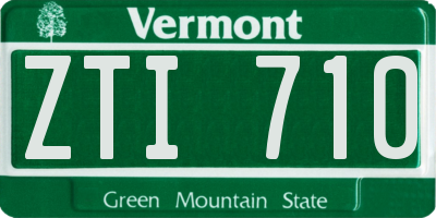 VT license plate ZTI710