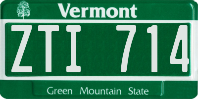 VT license plate ZTI714