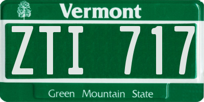VT license plate ZTI717