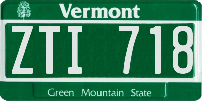 VT license plate ZTI718